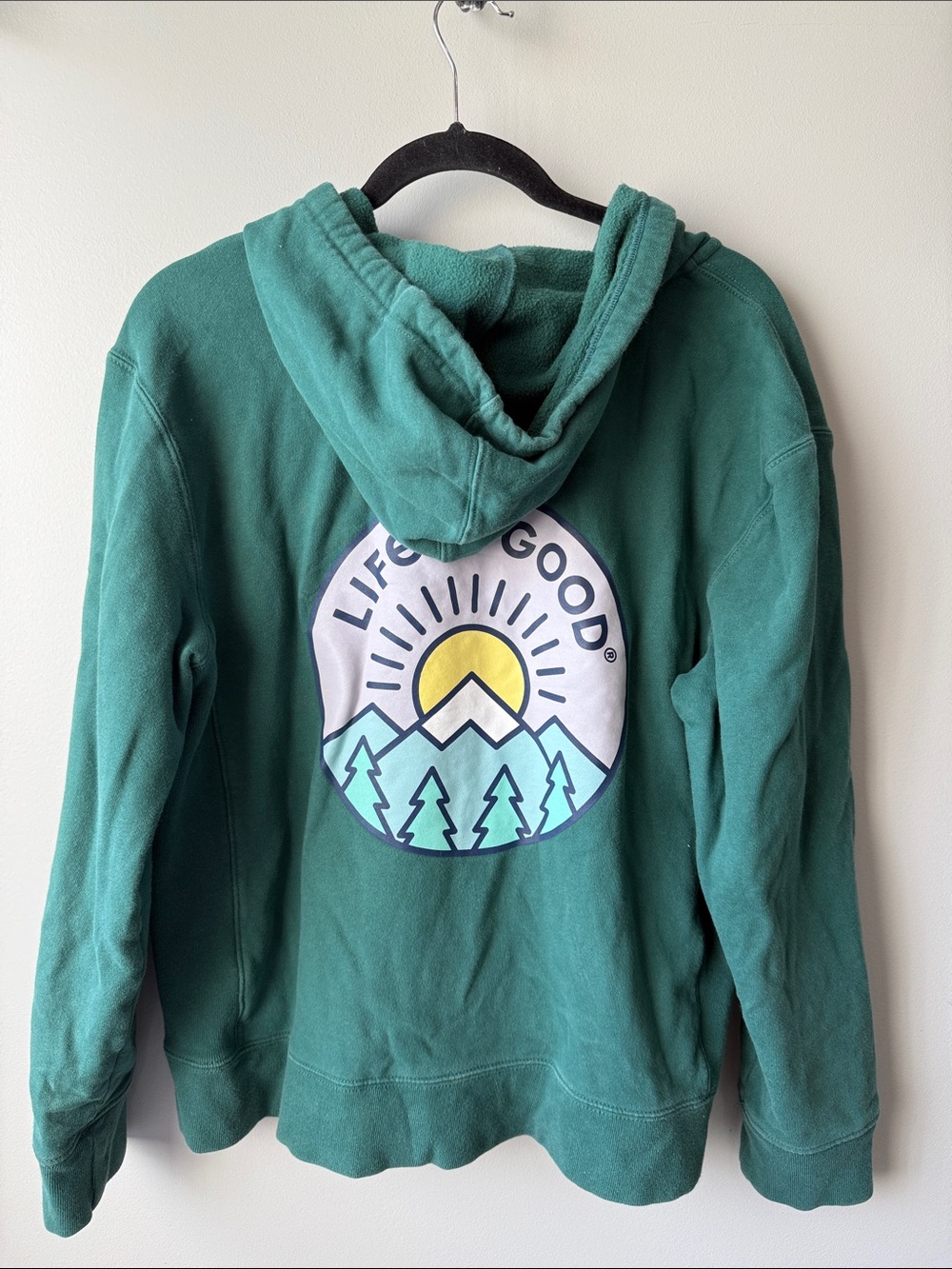Life Is Good Teal Green Full-Zip Hoodie with Logo cotton large mountain - Picture 5 of 6